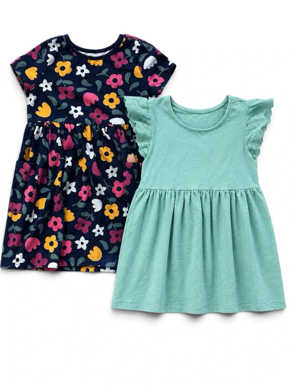 Girls Dress Lot Size 4T Dress bundle Green Eyelet Floral Short Sleeve Fall dress